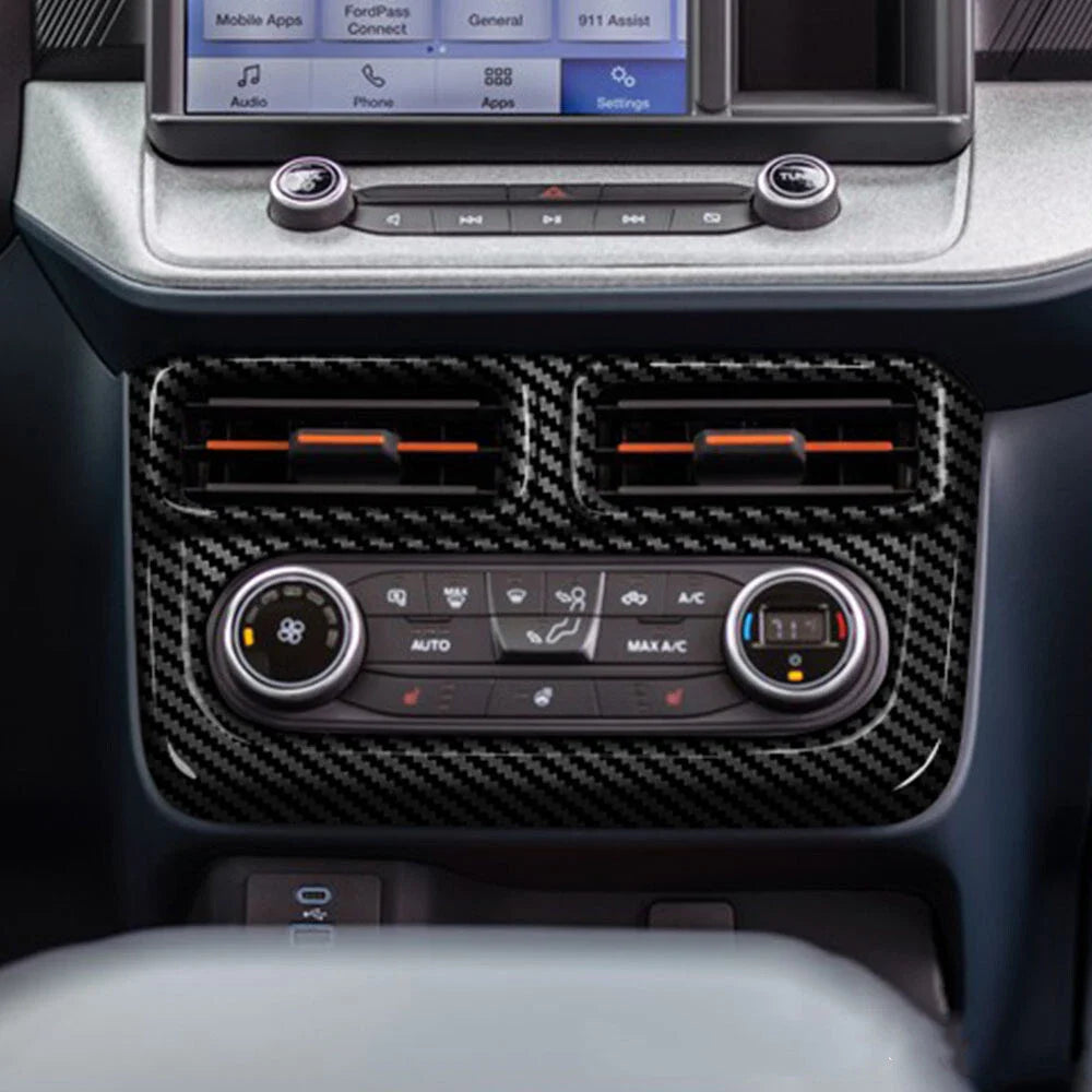Carbon Fiber Central Control A/C Panel Cover Trim for Ford Maverick (2022–2023)