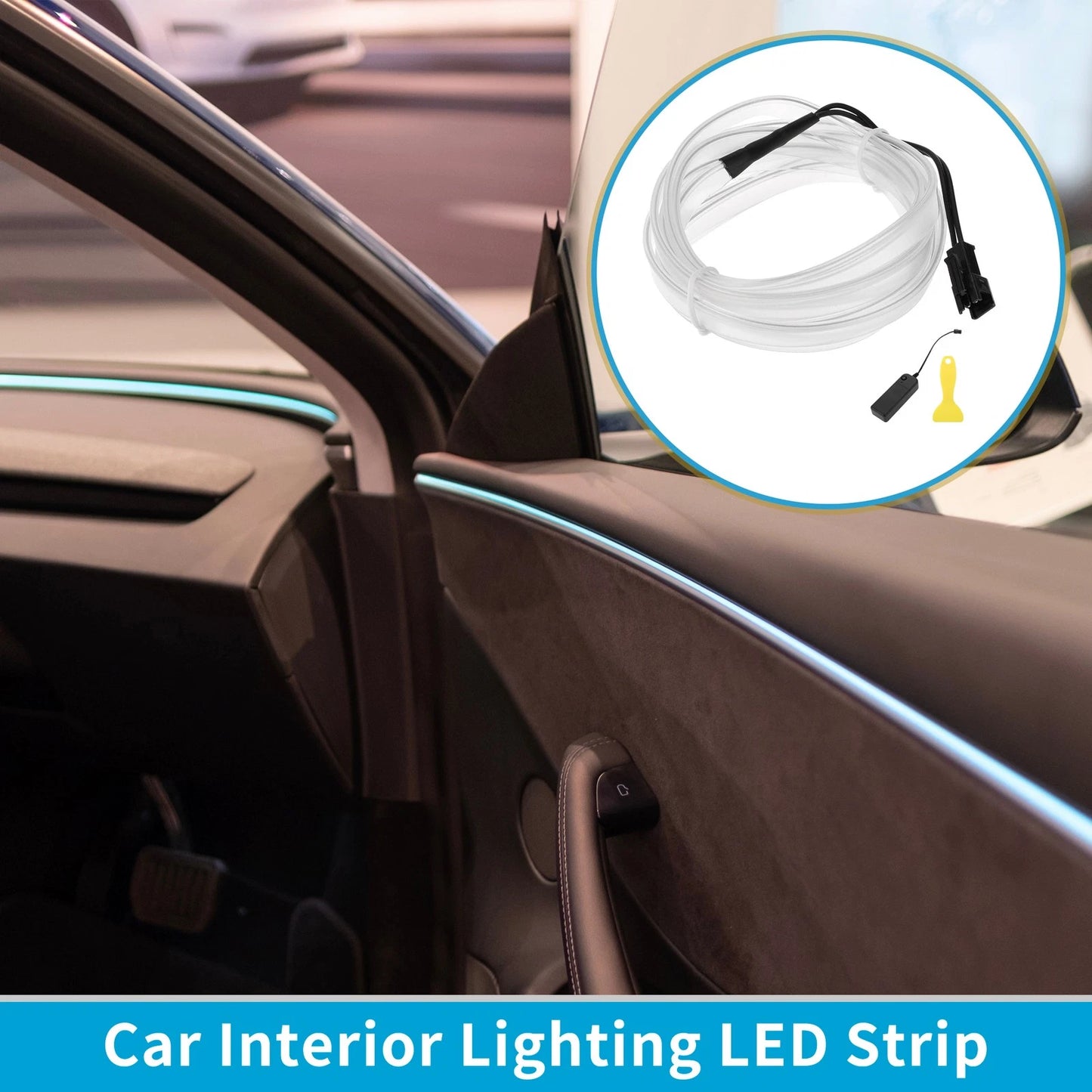 2m LED Strip Neon Wire for Car Interior Decoration (Battery Box 3V)