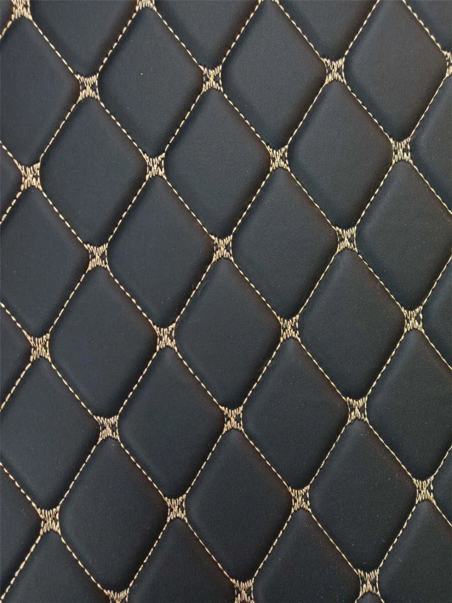 4 x Car Floor Mats Waterproof PU Leather Black & Beige