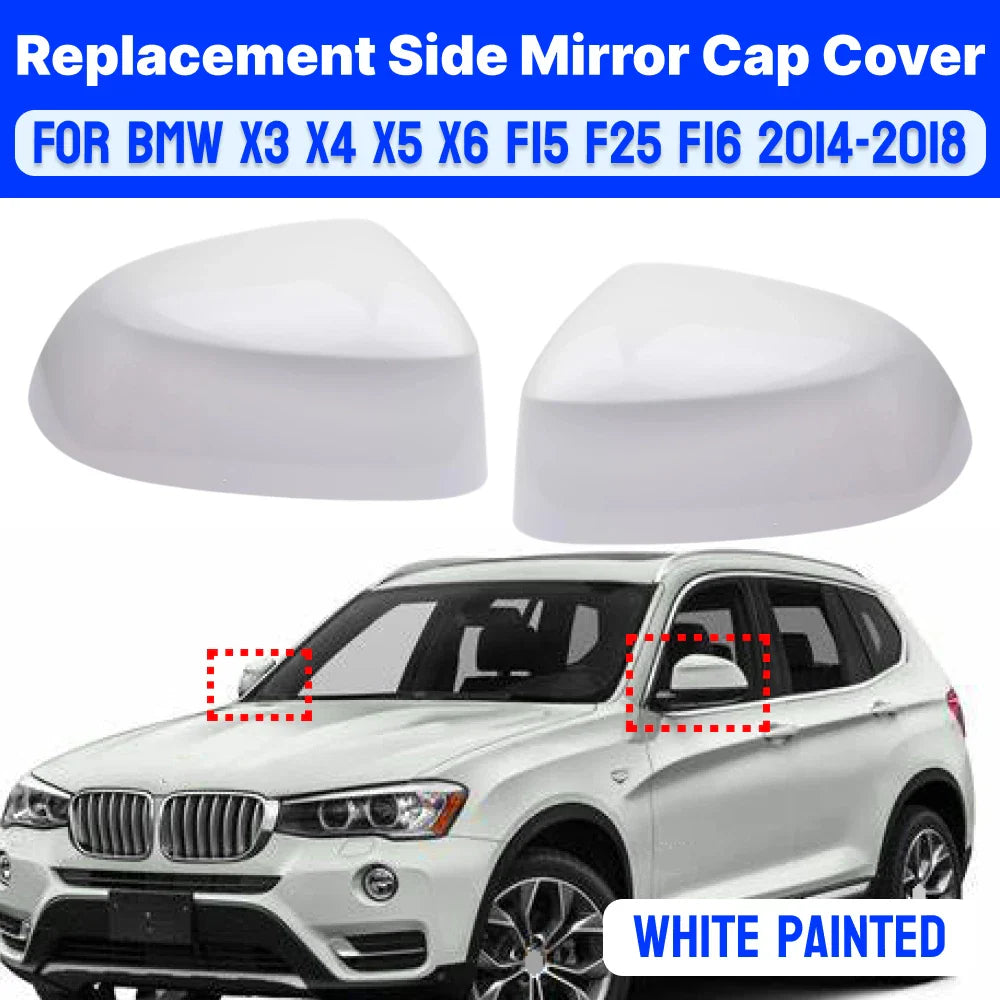 White Painted Side Wing Mirror Cap for BMW X3 X4 X5 X6 (2014–2018)