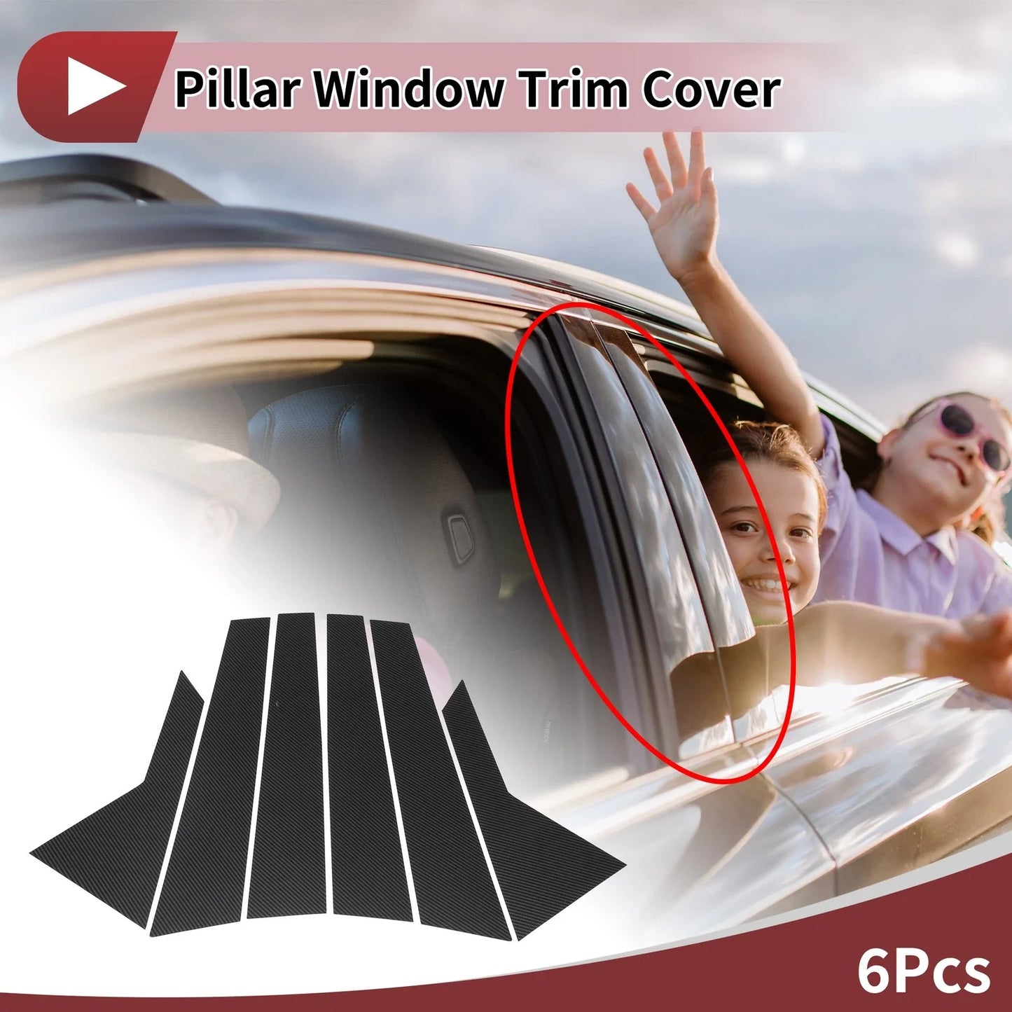 Door Pillar Window Trim for Hyundai Grandeur/Azera 2012-2017 Carbon Fiber