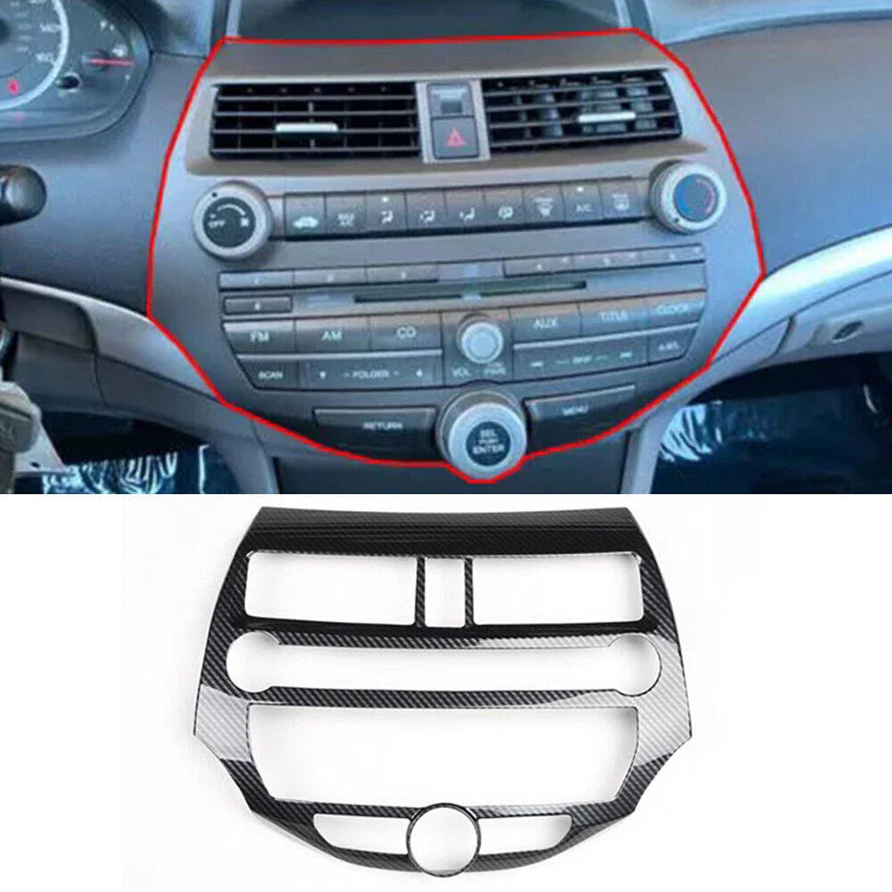 Carbon Fiber Center Console CD Panel Cover Trim for Honda Accord (2008–2012)