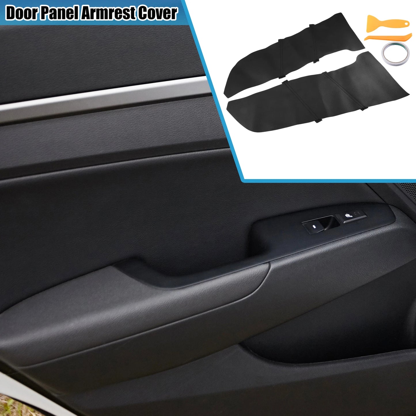 Set of 2 Front Door Panel Armrest Covers for Honda Accord (2008–2012) Black