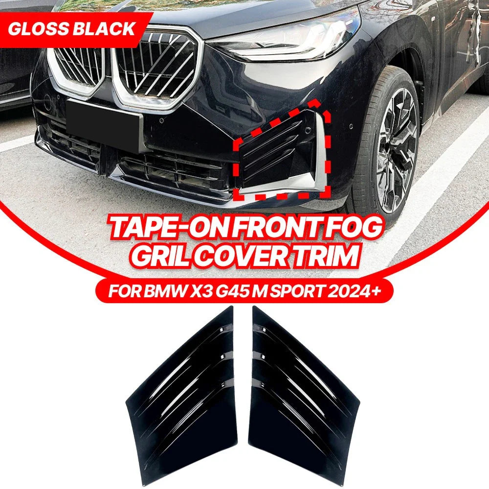 Gloss Black Bumper Side Vent Louver Covers for BMW X3 G45 M-Sport (2025–2025)