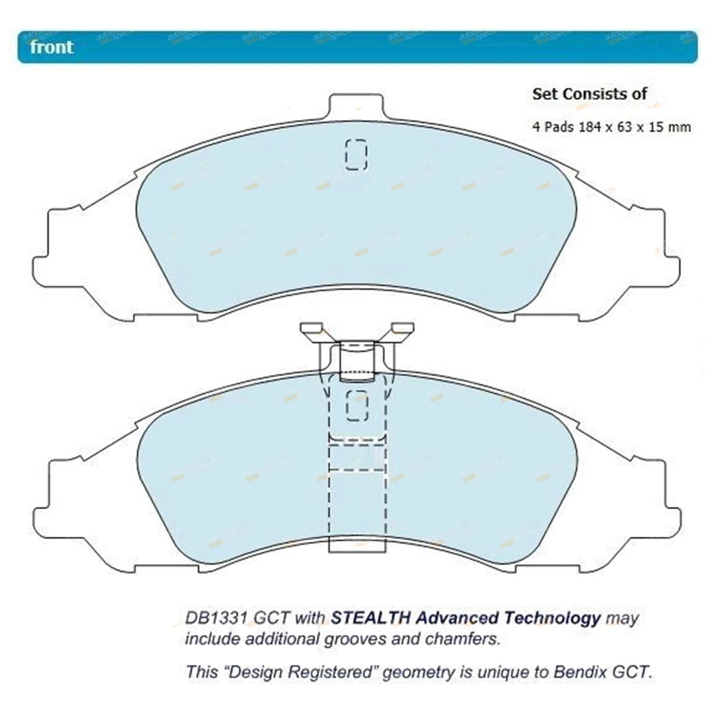 Set of 4 Bendix Front Disc Brake Pads for Holden Caprice Statesman (1999–2006)