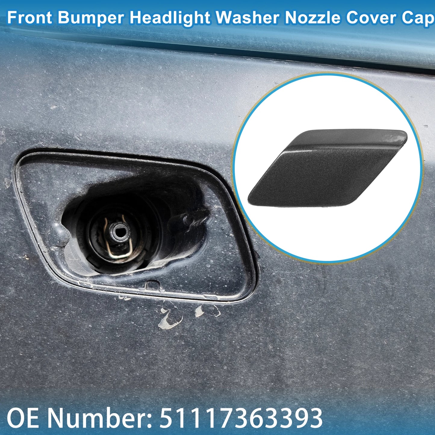 Front Left Washer Nozzle Cover Cap No. 51117363393 for BMW 428i (2014–2016) Gray
