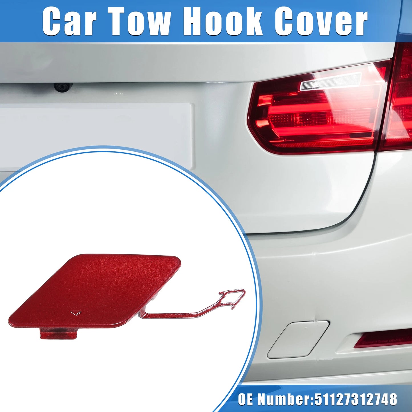 Tow Hook Eye Hole Cover Cap for BMW 3 F30 (2012–2015) Red