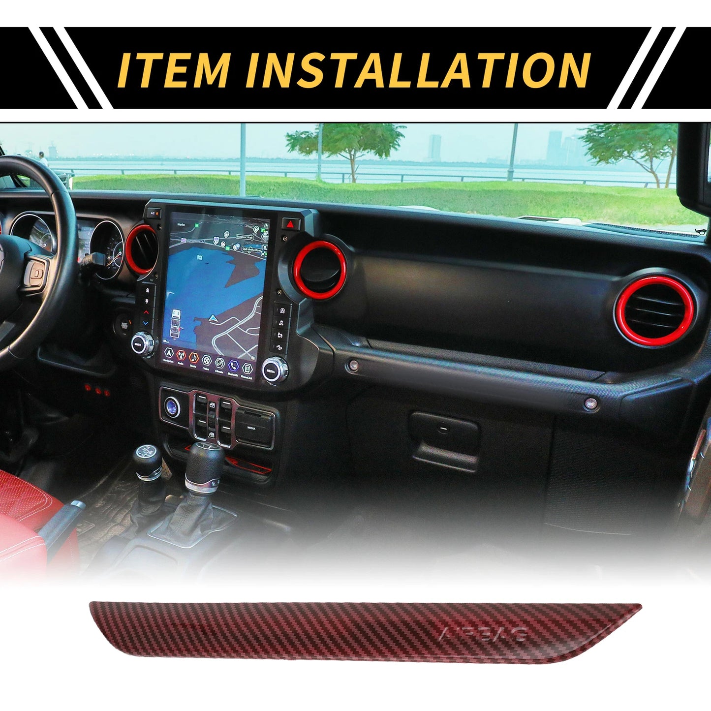 Passenger Side Interior Seat Handle for Jeep Wrangler JL JLU (2018–2023) Carbon Fiber Red