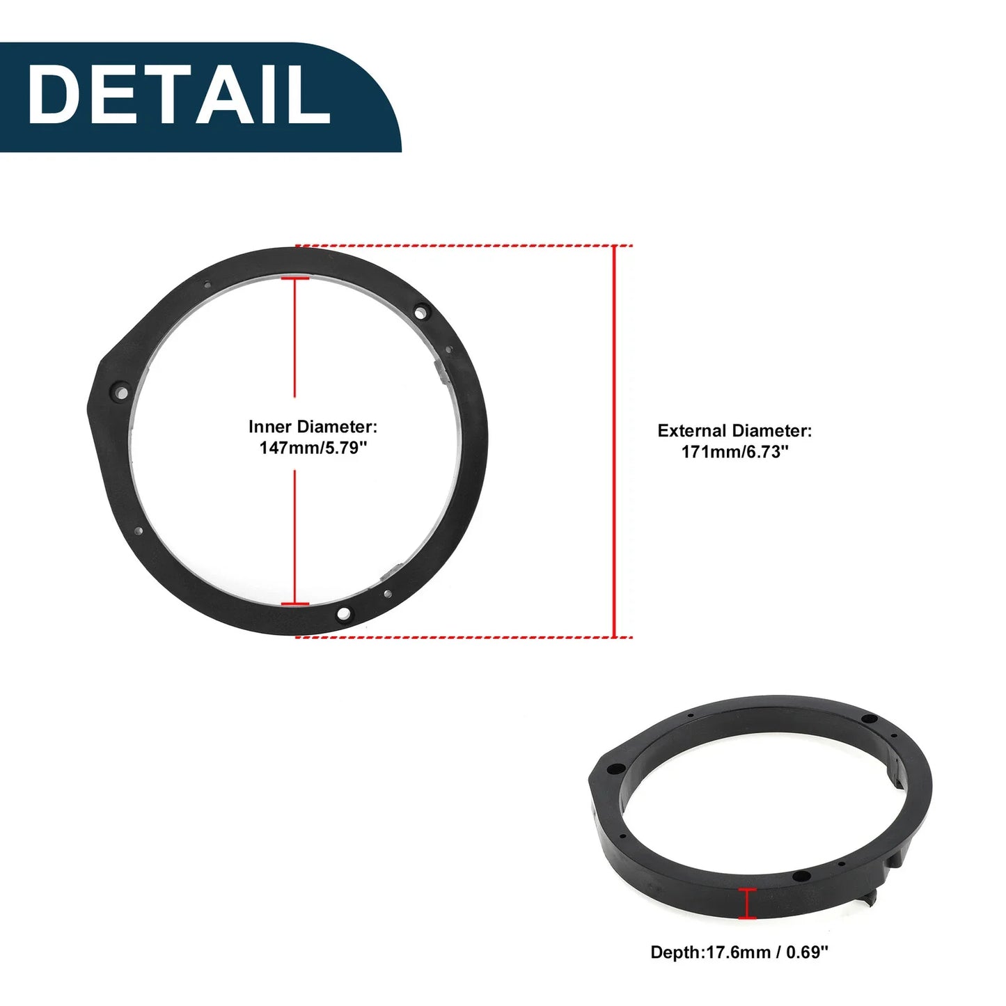 6.5" Speaker Spacer Rings for Honda Civic - 2 x Tweeter Spacers