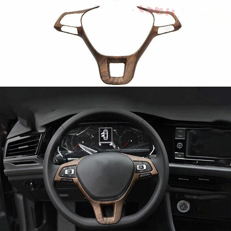 Wood Grain Steering Wheel Control Cover Trim Peach for VW Jetta Mk7 (2019–2024)