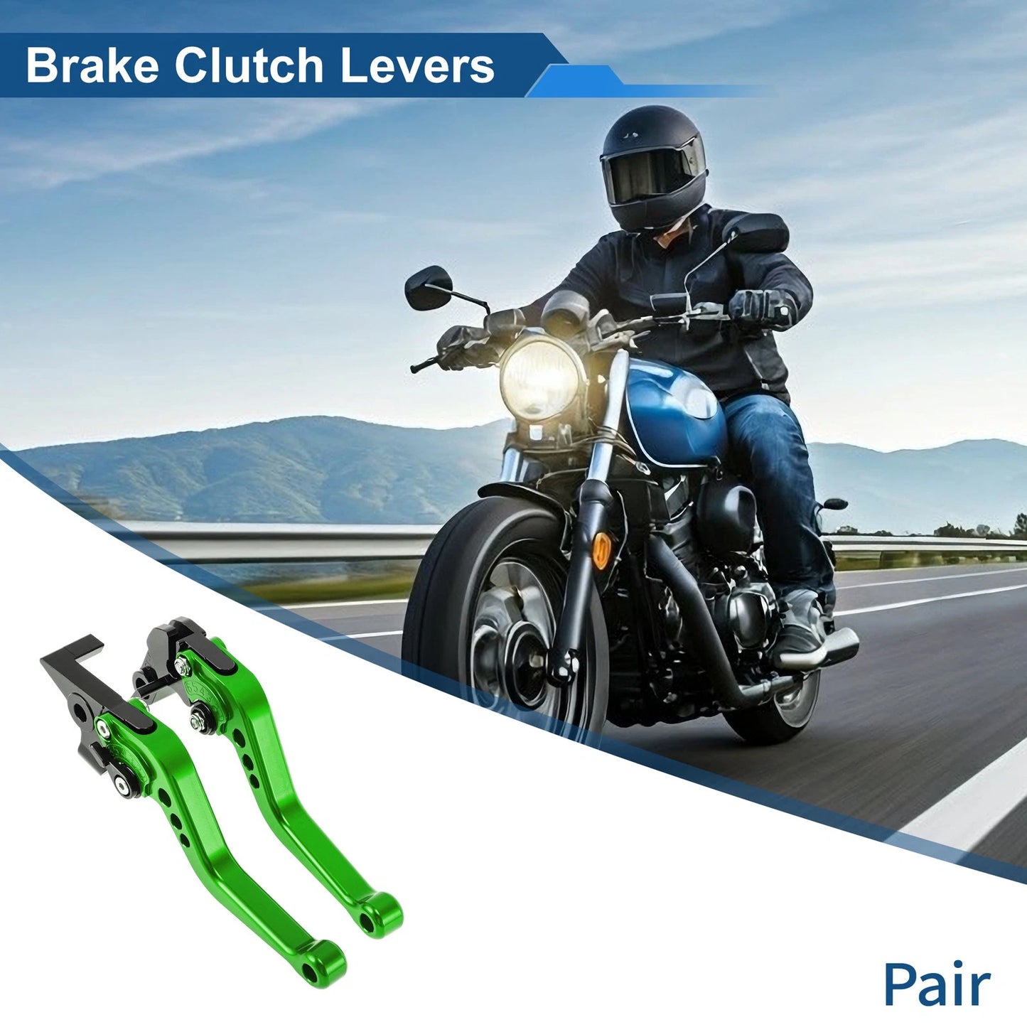 Short Brake Clutch Levers for Yamaha FZ6R (2009–2017) Green 1 Pair