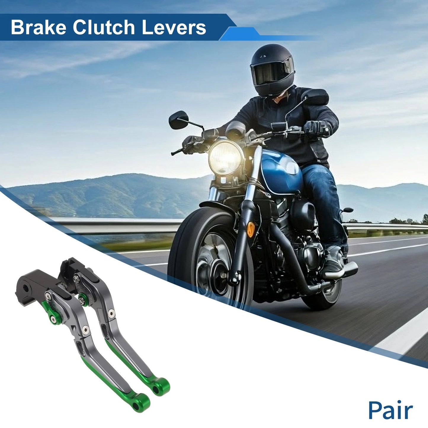 Brake Clutch Levers for Kawasaki ZX10R (2006–2015) Titanium Green End 1 Pair