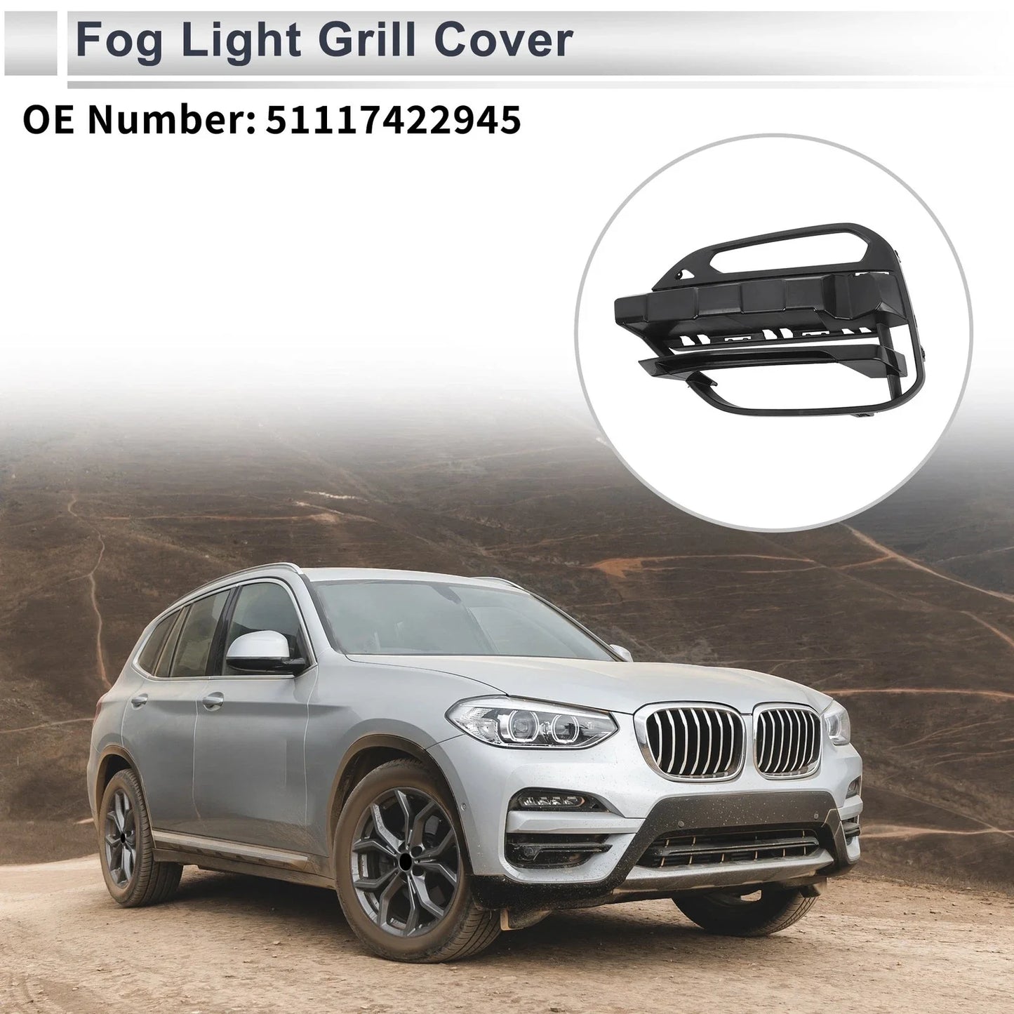 1 Pc Front Left Fog Light Grill for BMW X3 (2018-2021)