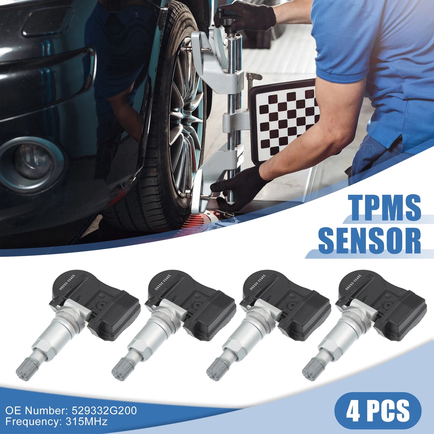Set of 4 TPMS Sensors for Hyundai Accent (2006–2007) No. 529332G200