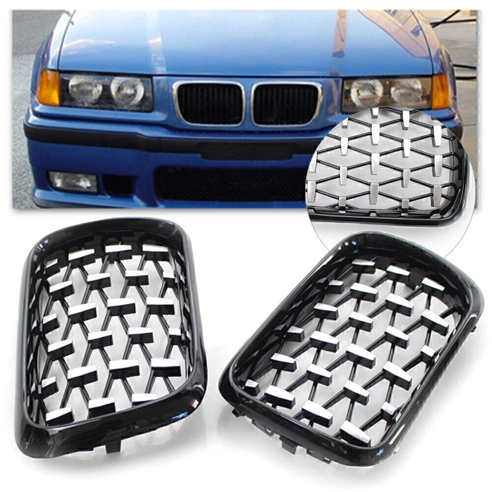 Front Grill for BMW 3 Series E36 (1997–1999) Shiny Black Frame Diamond