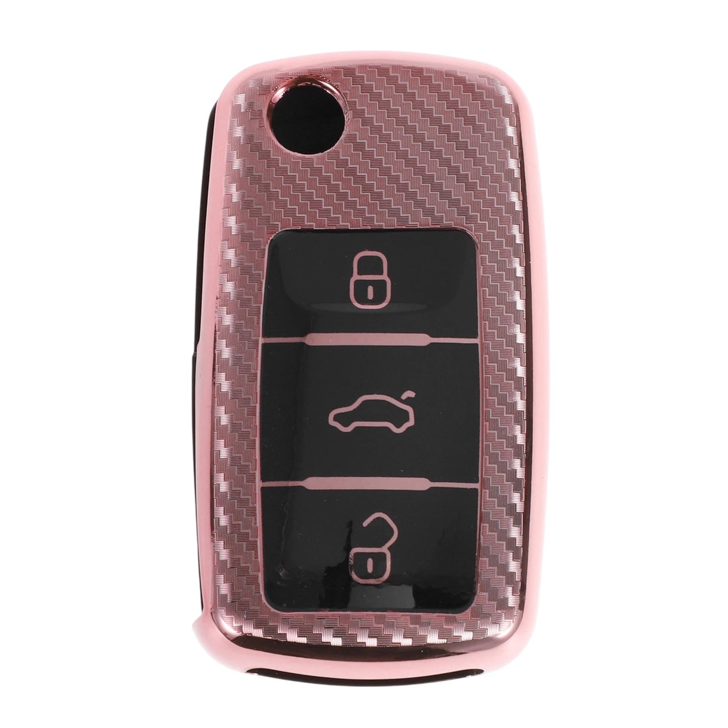 TPU Car Key Case for VW Up (2011–2023) - Rose Gold Tone Stripes