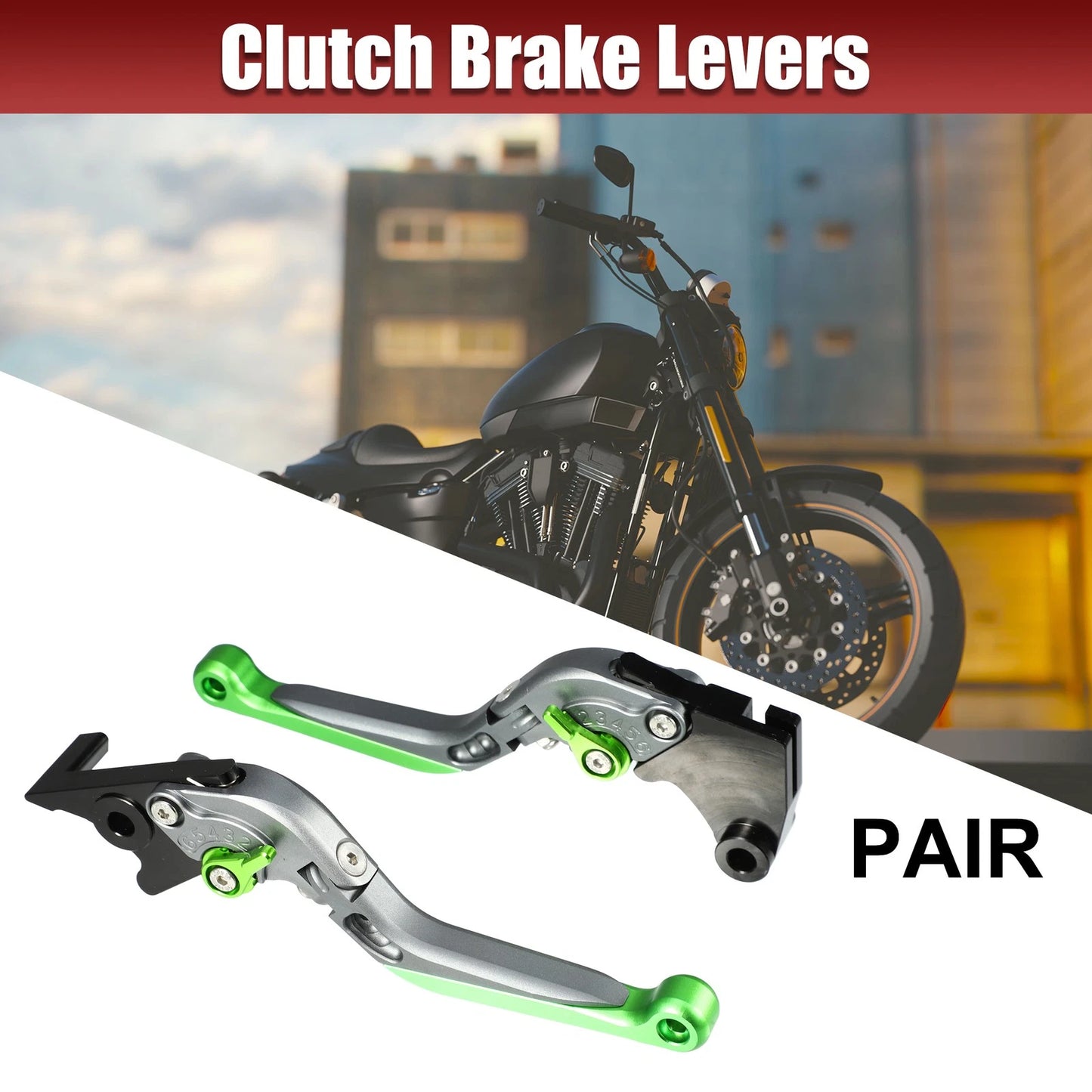 Pair Brake Clutch Levers for Kawasaki Z250SL (2015–2016) Titanium Tone Green