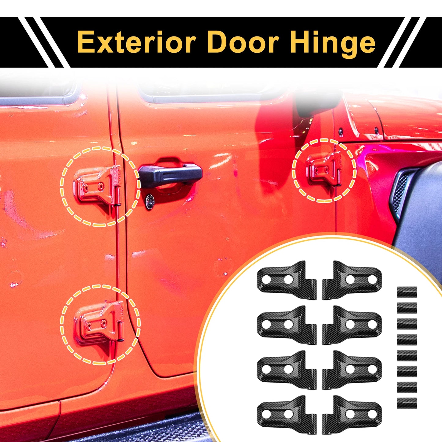 Door Handle Hinge Cover Trim for Jeep Wrangler JL (2018–2023) Carbon Fiber