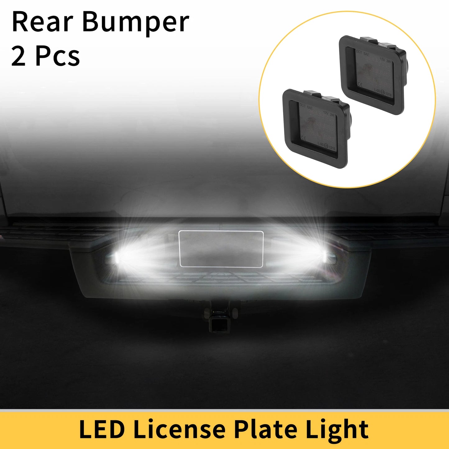2X License Plate Light Tag Lamp White for Ford F-150 (2015–2023) Smoked Lens