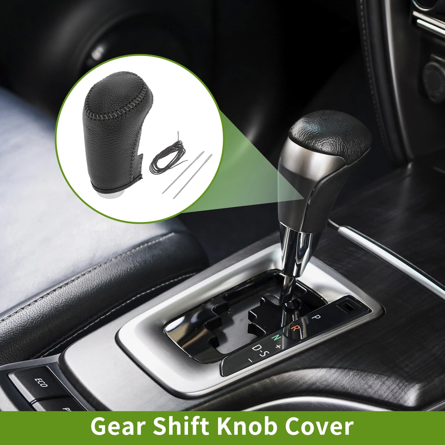 1 Pc Gear Shift Knob Cover for Chevrolet Malibu (2016–2020) Pebbled Black Gray