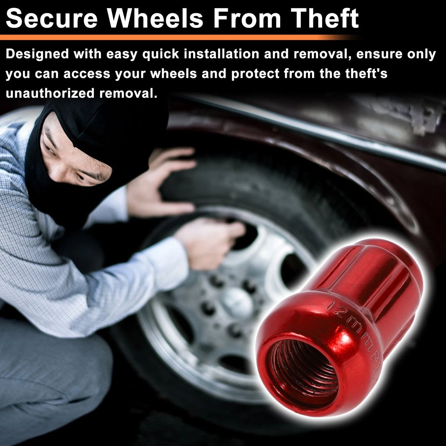 M12x1.5 Tire Wheel Locking Nut Set with Socket Key for Honda, Toyota (2010-2023)