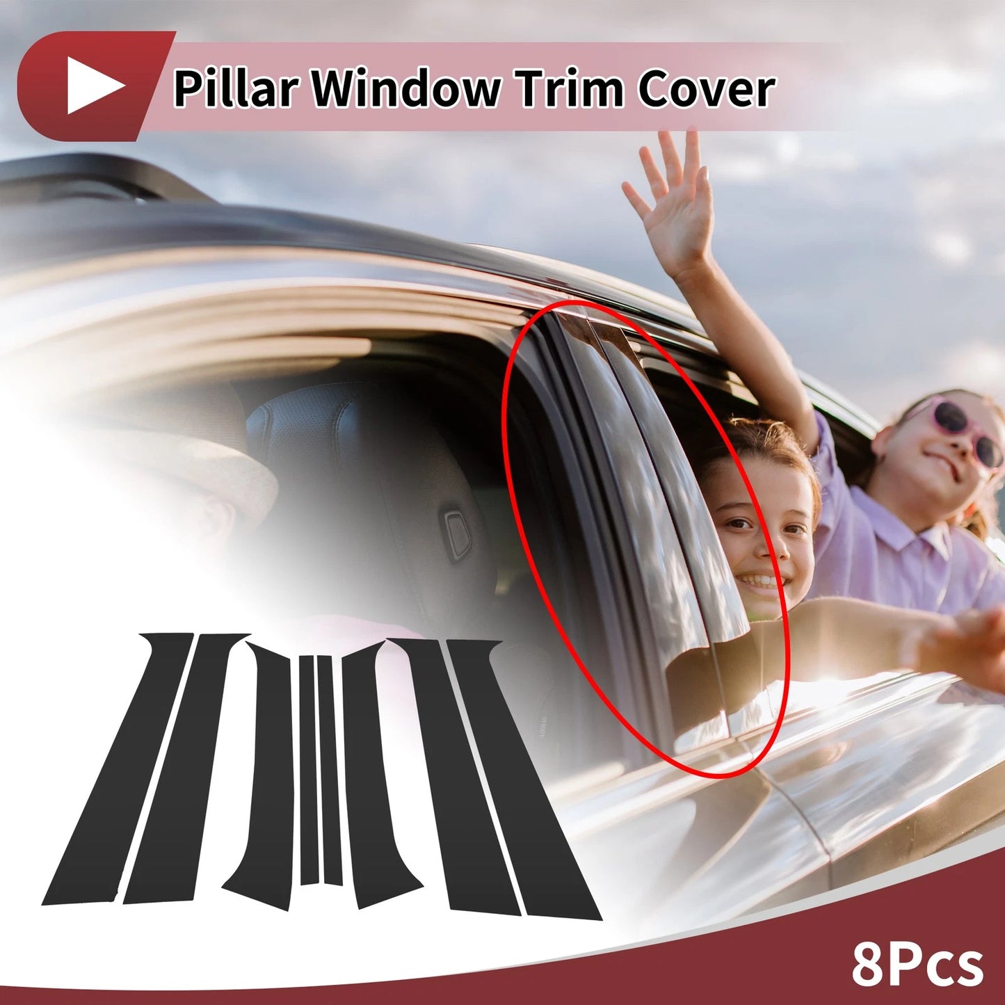 Door Pillar Window Trim for Hyundai Santa Fe (2006–2012) Black