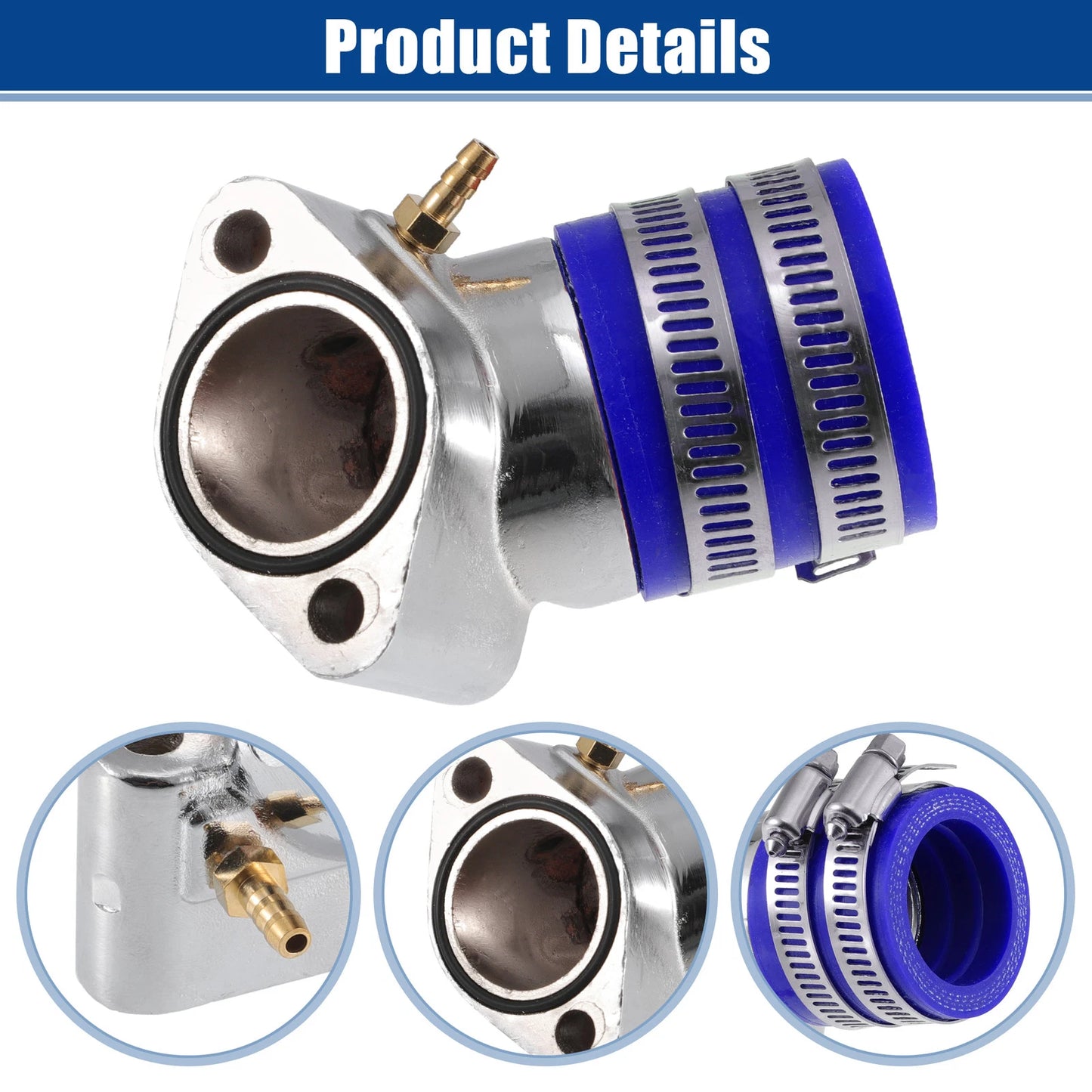 Set of 1.30" Intake ID Blue Carburetor Interface for GY6-125 150 (4T)