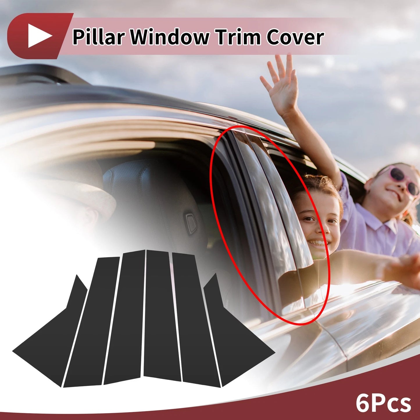 6 Pcs Door Pillar Window Trim for KIA Cerato (2019–2023) Black