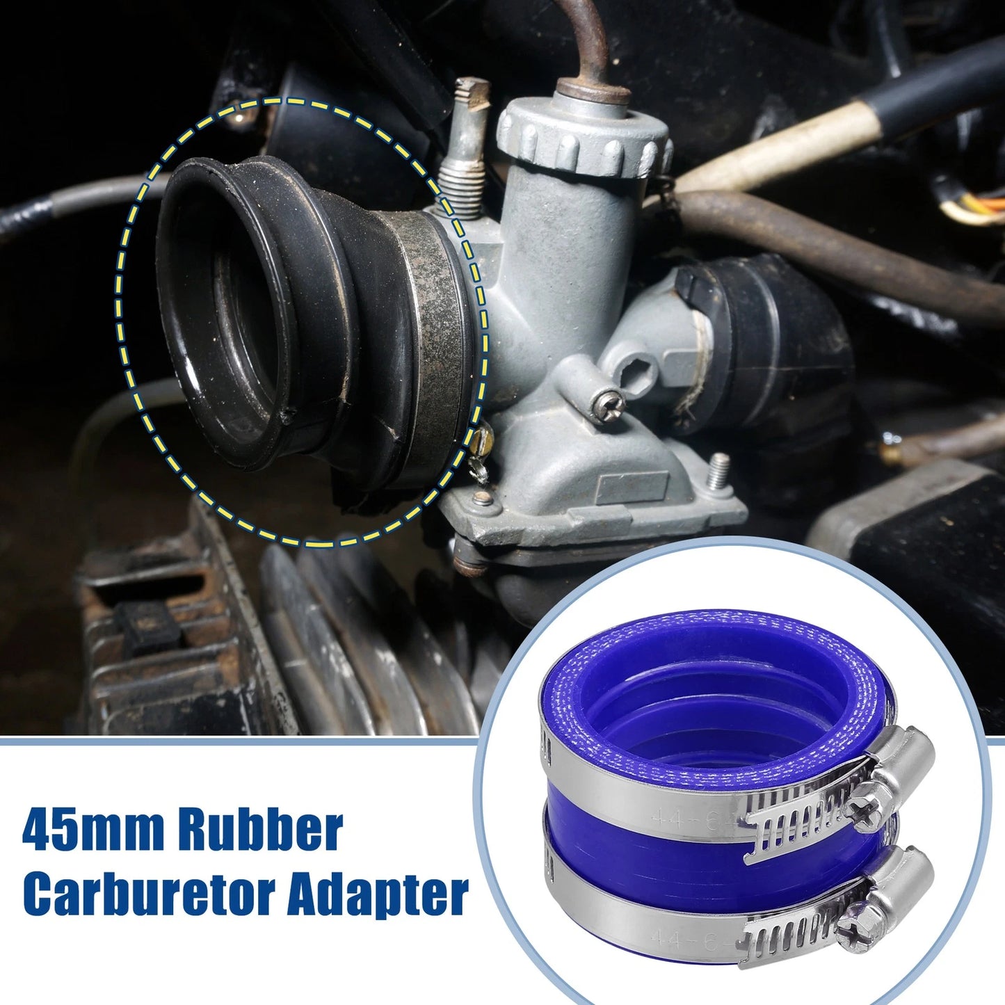 45mm ID Blue Carburetor Adapter Inlet Pipe Boot for Universal Applications