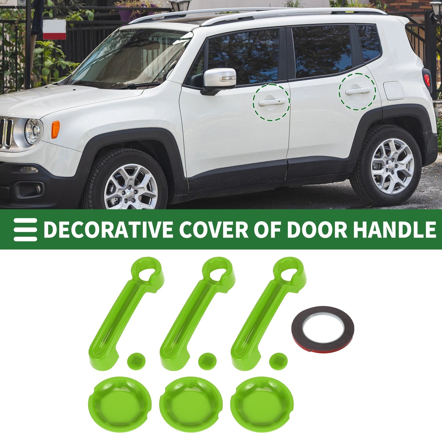Set of 2 Exterior Door Handle Covers for Jeep Wrangler JK (2007–2017) ABS Green