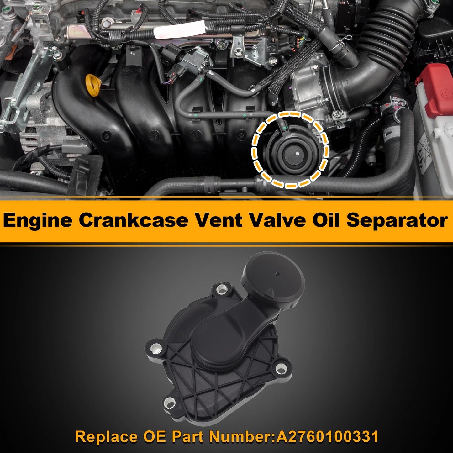 Engine Crankcase Vent Valve Oil Separator for Mercedes-Benz C300 (2015–2021) No.A2760100331