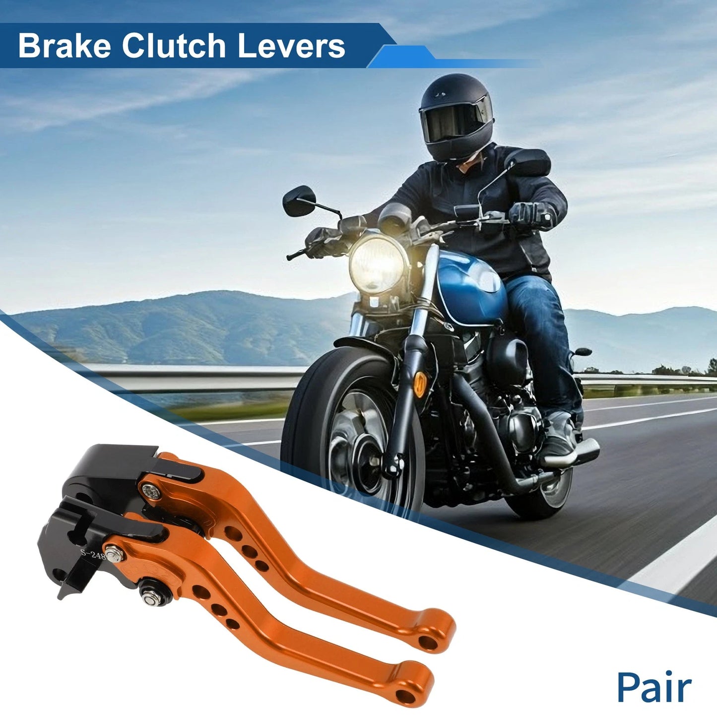 Adjustable Short Brake Clutch Levers for Suzuki GSXR750 (2004–2005) - Orange 1 Pair