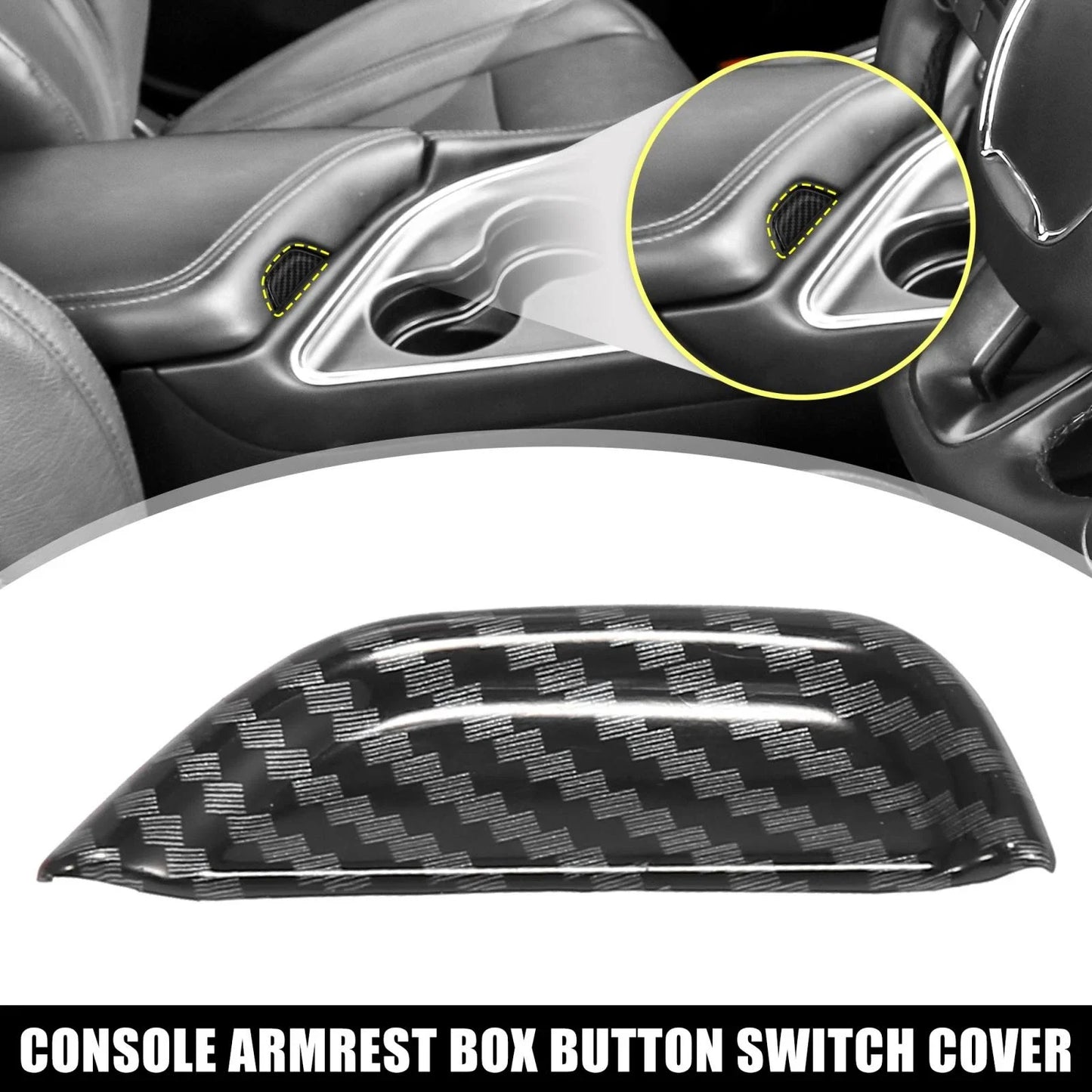 Carbon Fiber Armrest Box Button Switch Cover for Dodge Challenger (2015-2020)