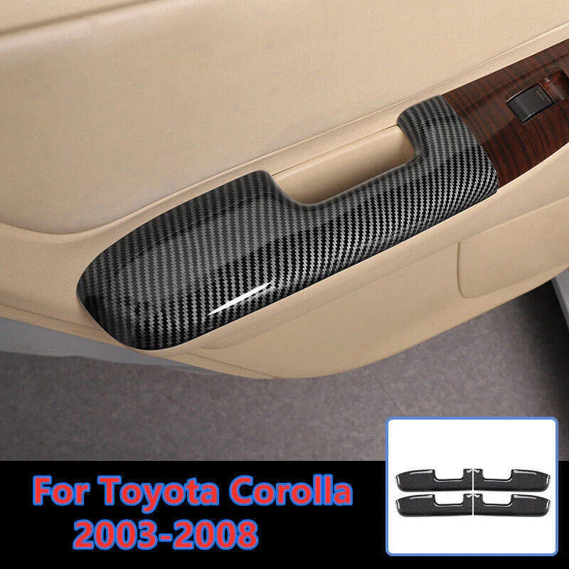 4X CF Door Handle Armrest Cover Trim Cap for Toyota Corolla (2003–2008)