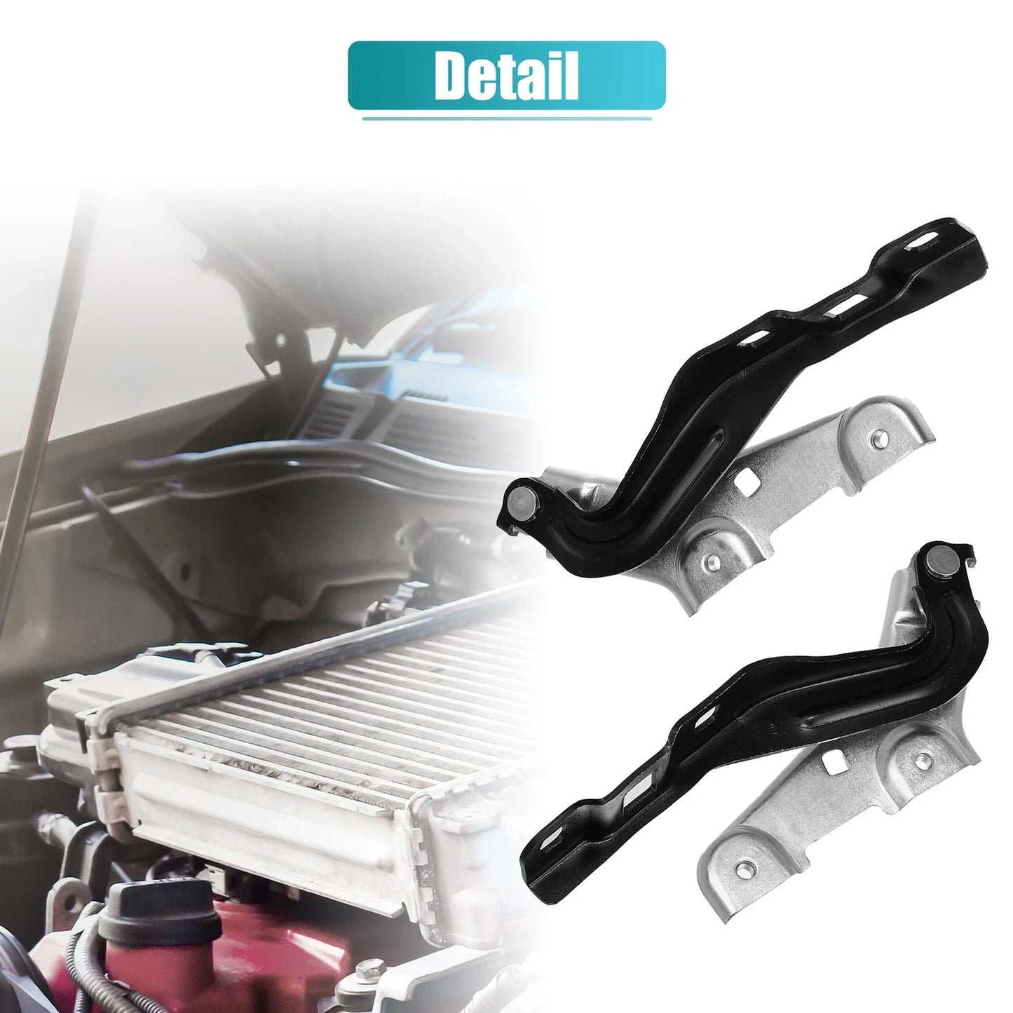 Hood Hinge 2 x Black for Chevrolet (23134811, GM1236171)