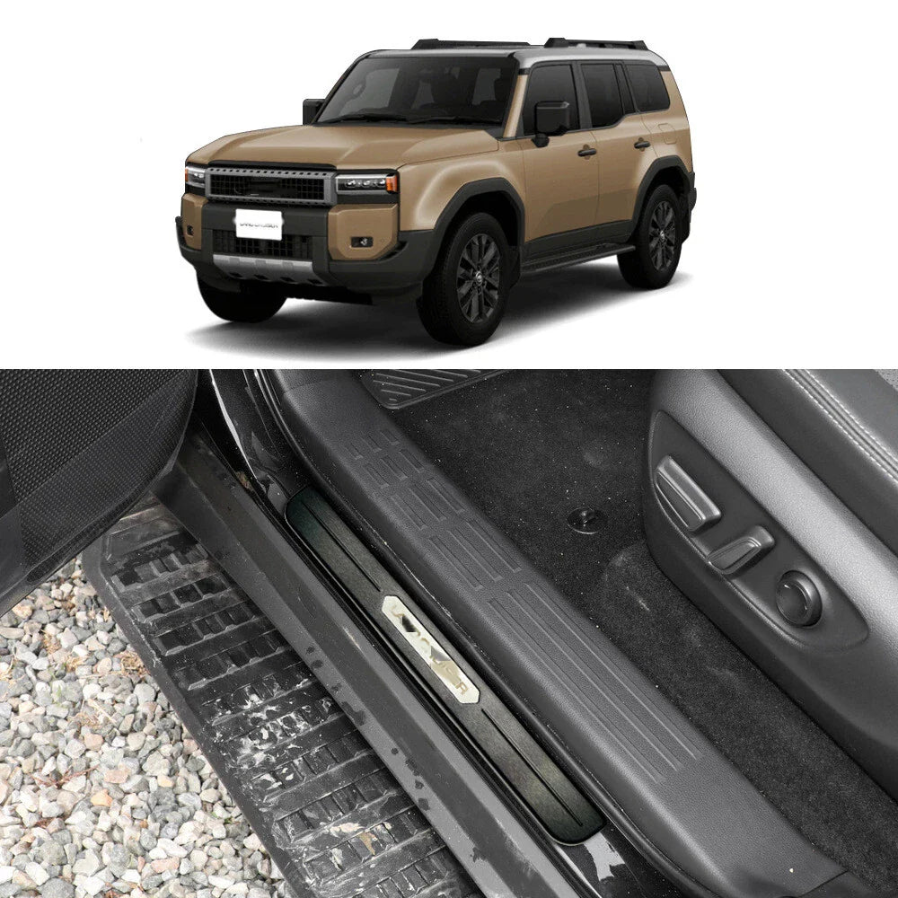 4x Door Sill Scuff Protector Trim Cover for Land Cruiser Prado J250 (2017–2024)