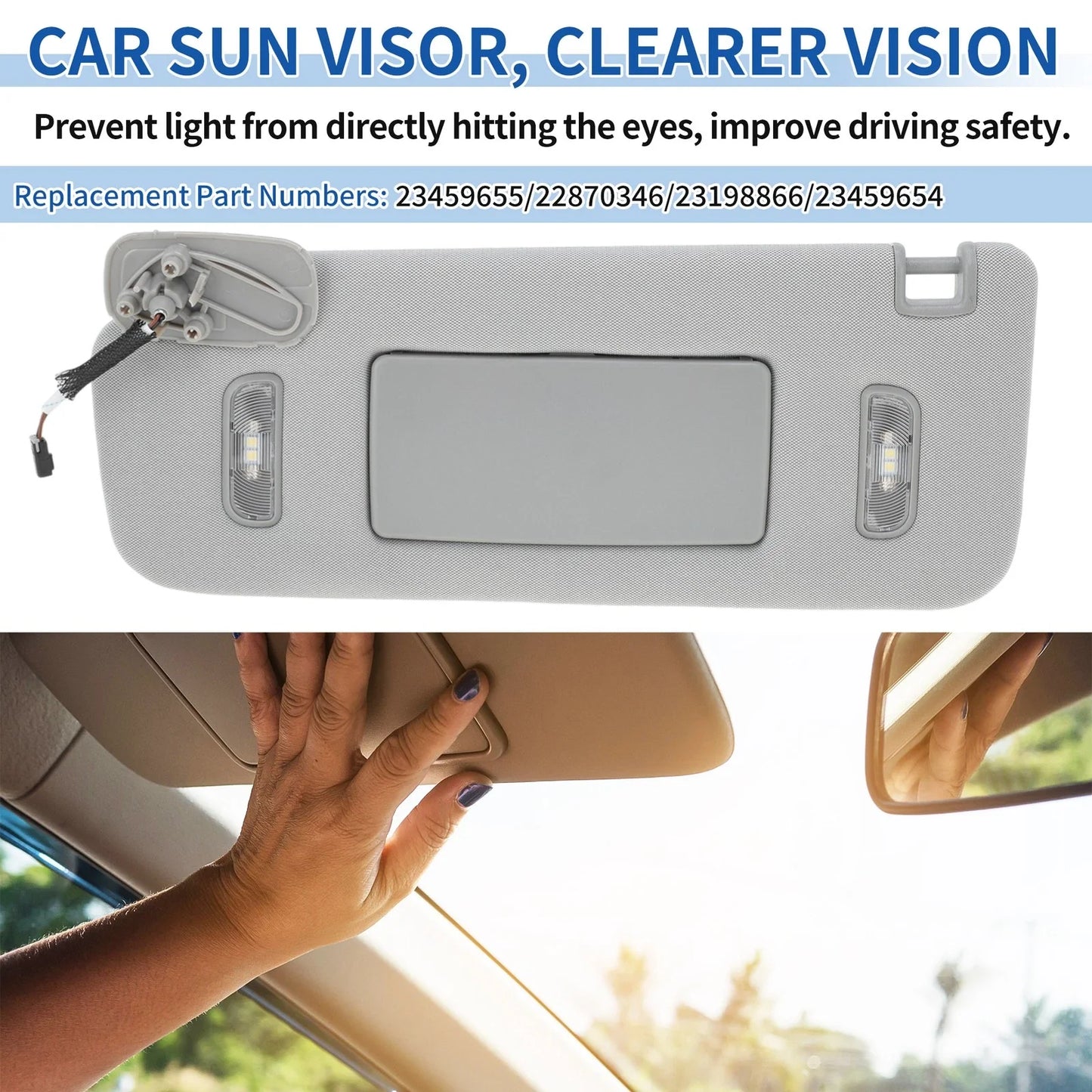 Left Side Sun Visor for Chevrolet Silverado 1500 2500 3500 (2015-2018) Gray