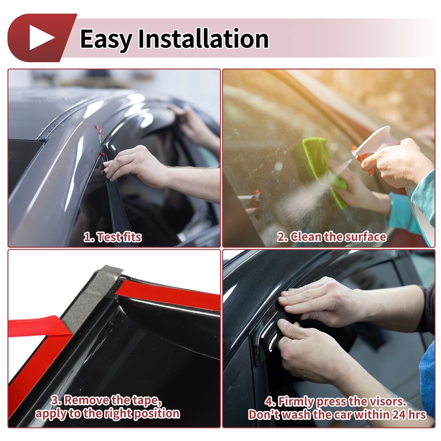 Window Deflectors for Honda Fit Sedan Side Window Vent Visors (2007-2008)