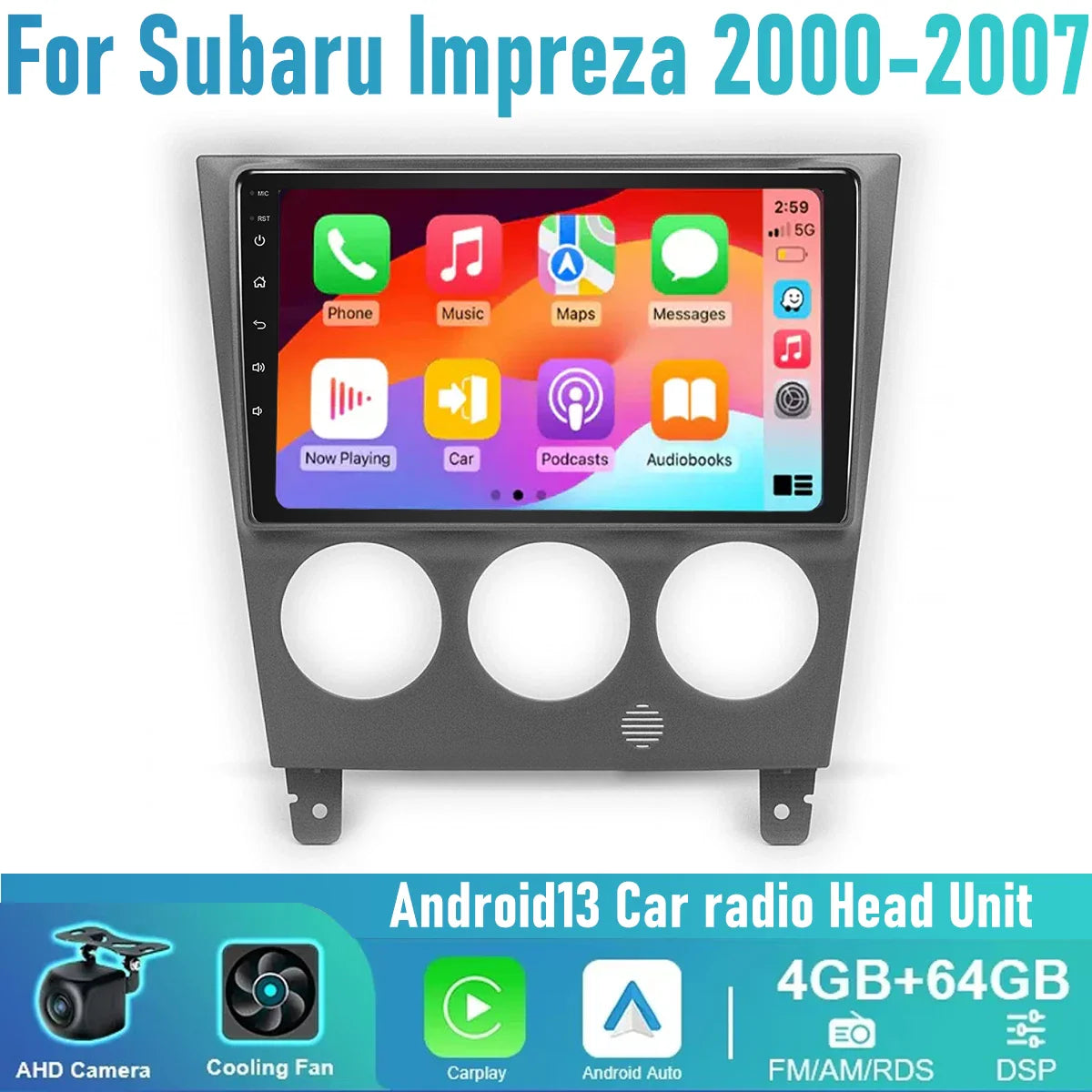 9" Wireless CarPlay Android Auto Head Unit for Subaru Impreza (2000-2007)