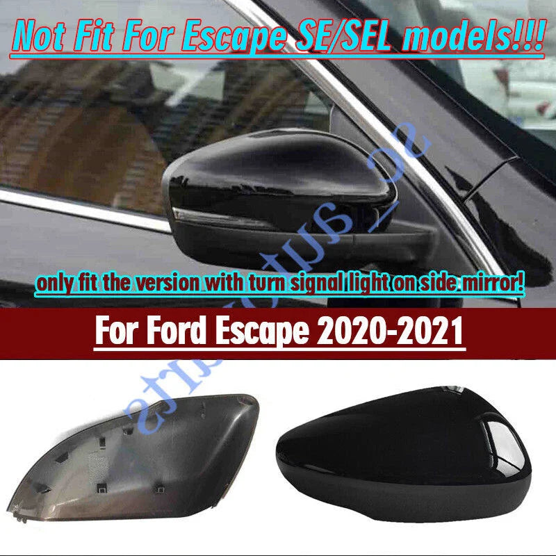 Right Black With Turn Signal Hole Side Mirror Cover for Ford Escape (2020–2021)