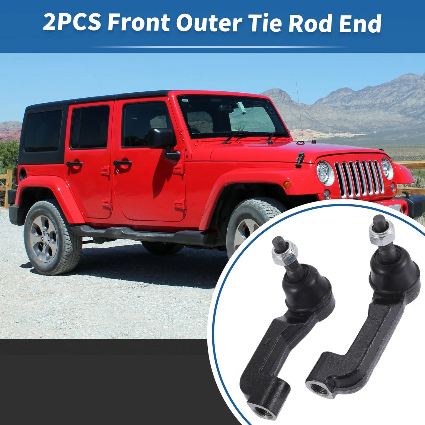 2X Front Outer Tie Rod End Links for Jeep Liberty (2008–2012) No. ES800412/ES800413