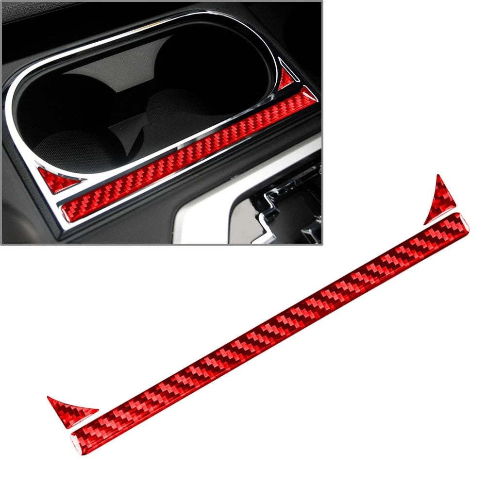 Red Carbon Fiber Cup Holder Panel Trim for Toyota Tundra (2014–2021)