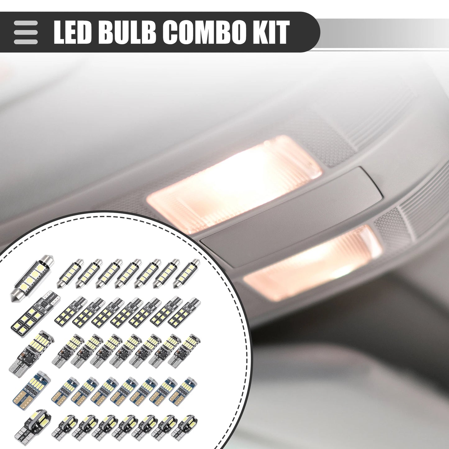 Set of 1 LED Dome Kit Interior Lights for Car (T10 24/25/32/34/41mm)