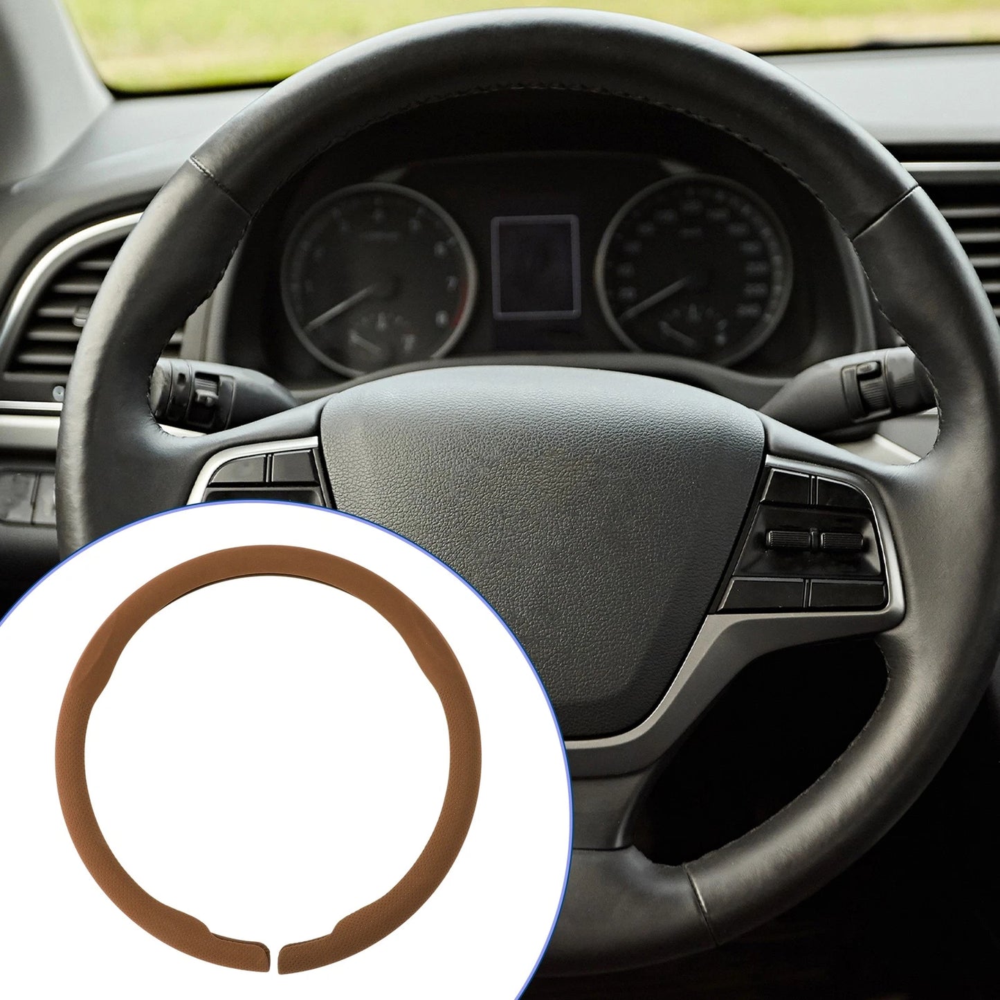 Steering Wheel Cover - 14.96" Light Brown PVC