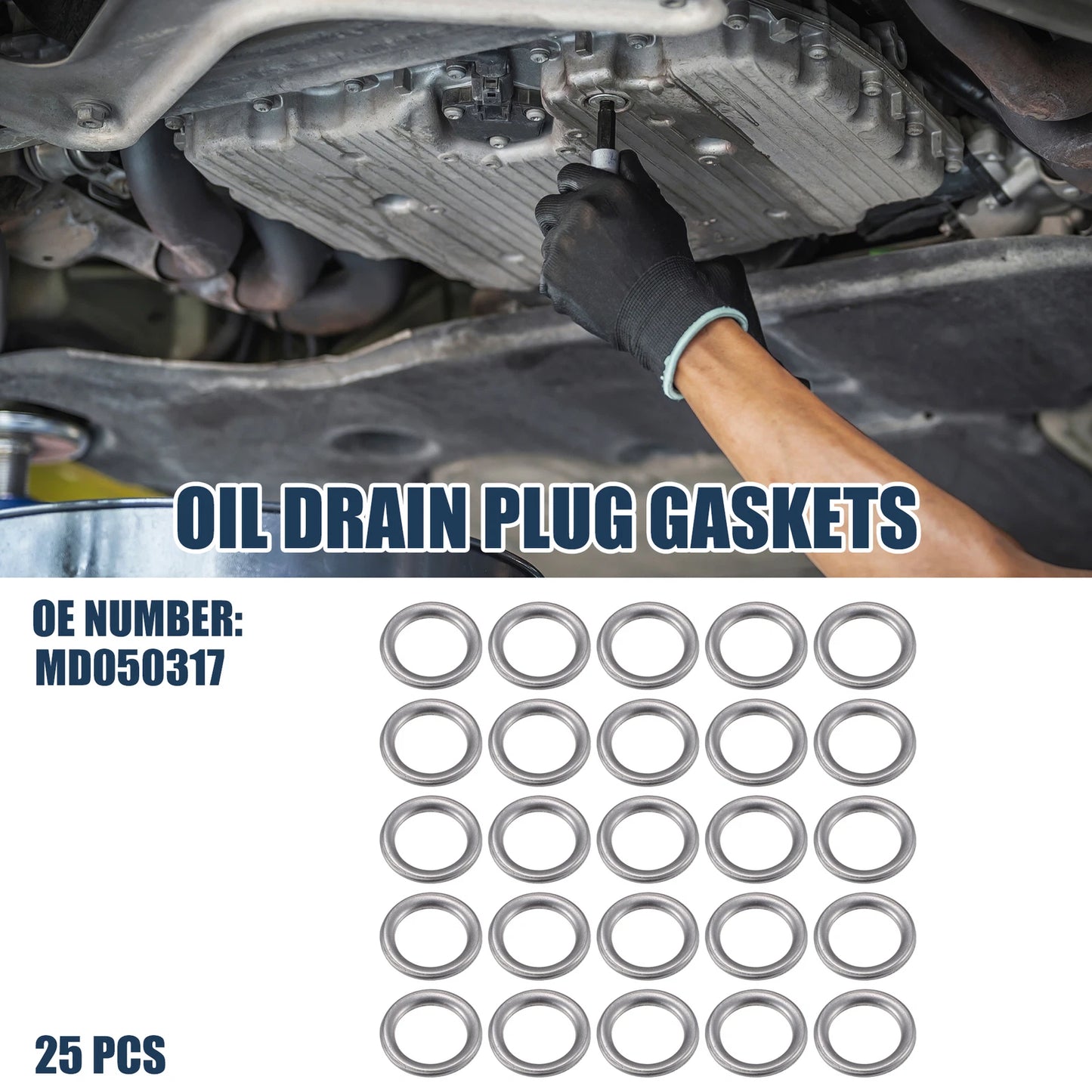 25pcs Oil Drain Plug Gaskets 14mm ID MD050317 for Mitsubishi Lancer (2005–2014)