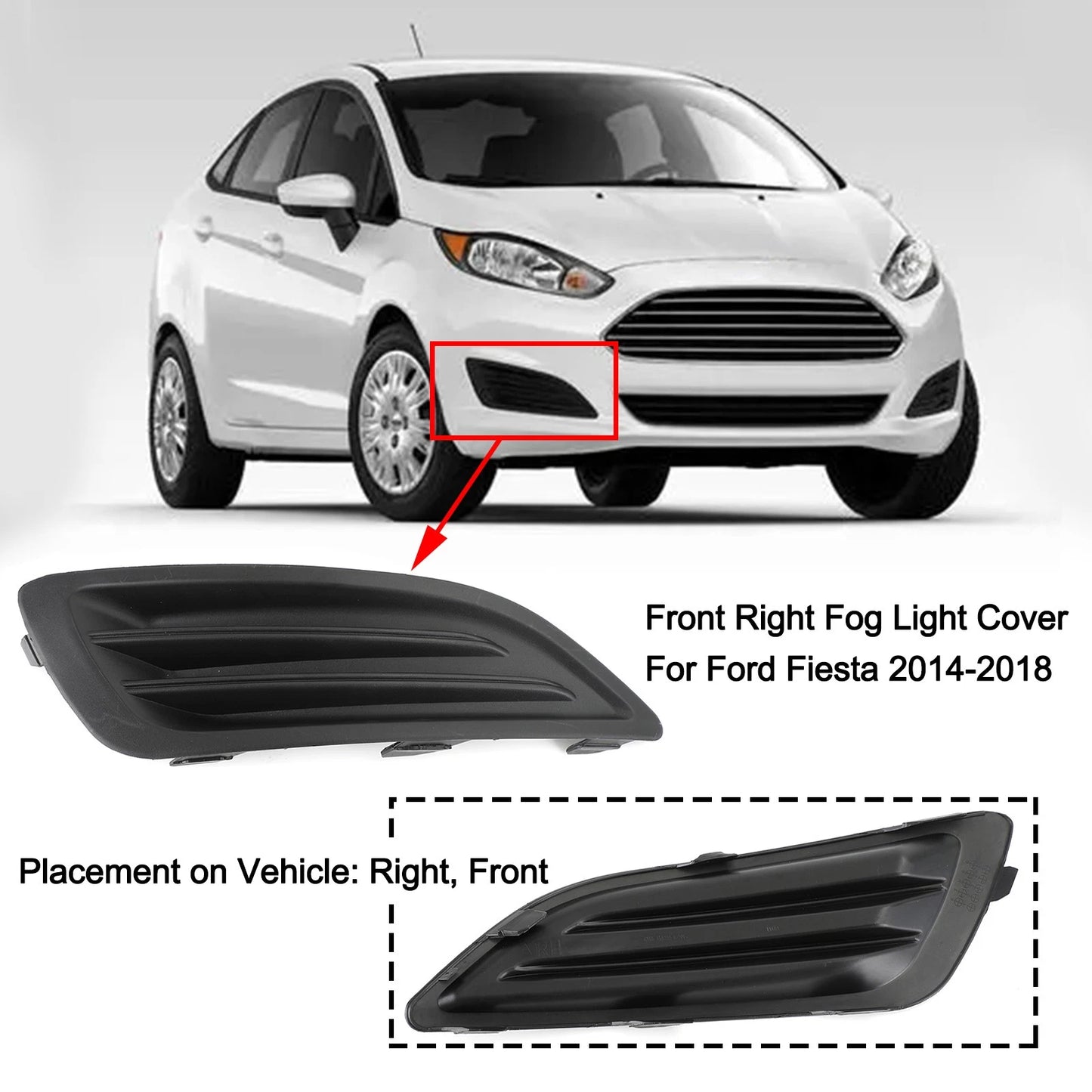 Front Right Fog Light Cover Trim for Ford Fiesta (2014–2018) A10