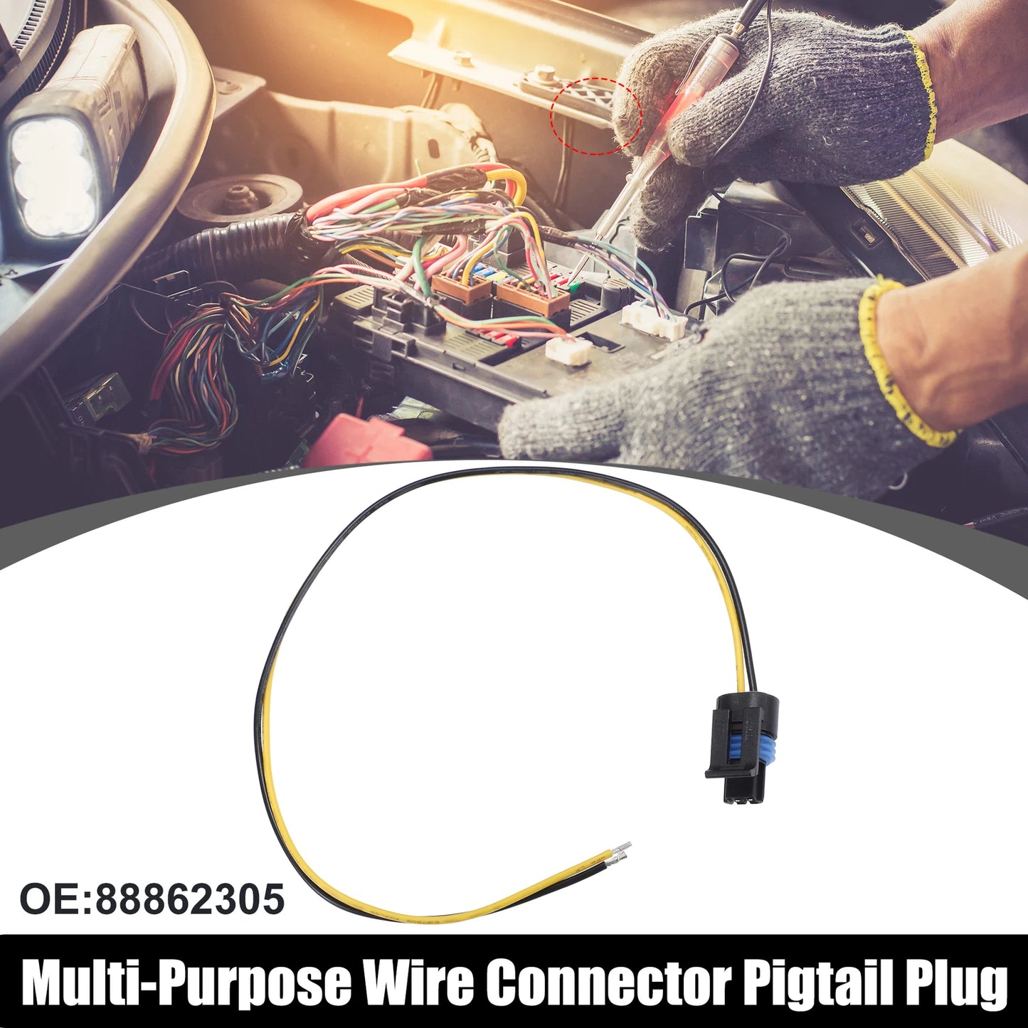 Multi-Purpose Wire Connector Pigtail Plug for Chevy (Plastic, Black, Yellow)