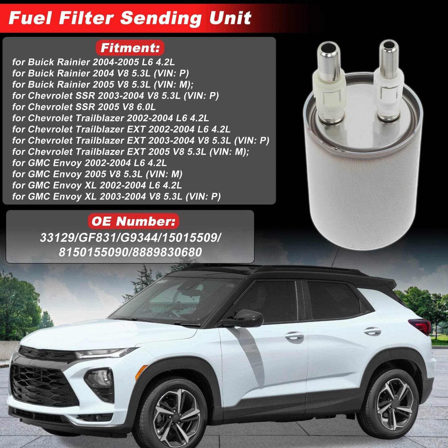 Fuel Filter Assembly for Buick Rainier (2004–2005) No. 33129/GF831 Metal