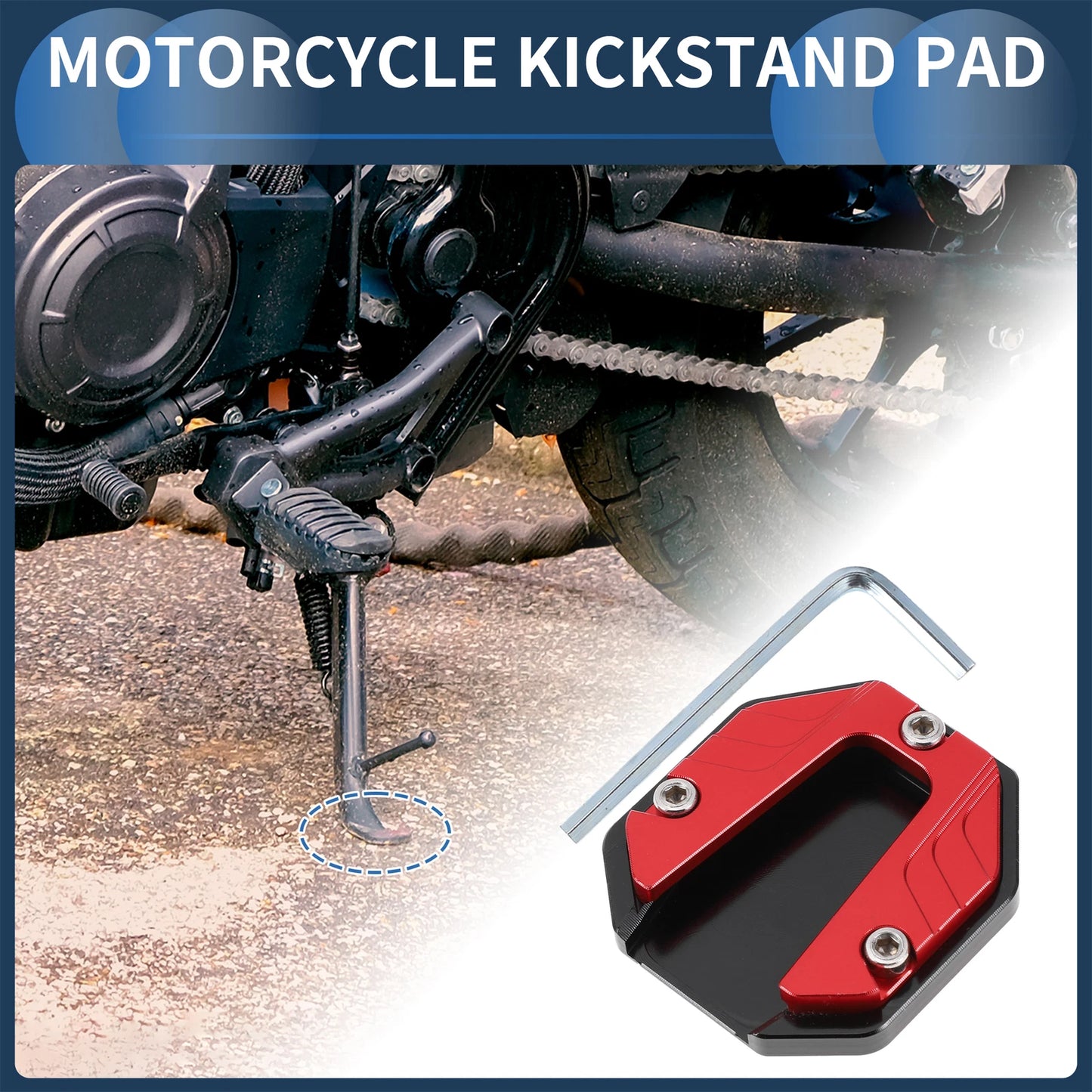 Kickstand Pad Set for Motorcycle (Aluminum Alloy, Red)