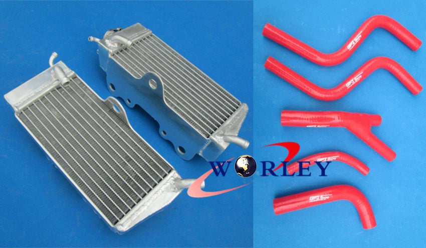 Aluminum Radiator & Red Hose for Honda CR250 (1985–1987)